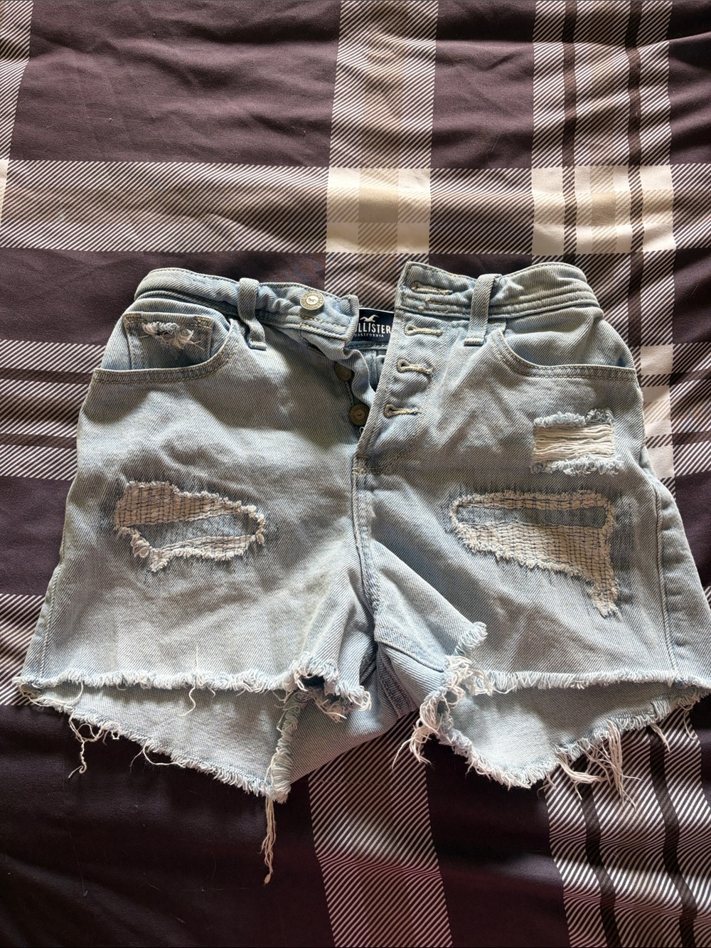 Hollister Light Wash Distressed Denim Shorts